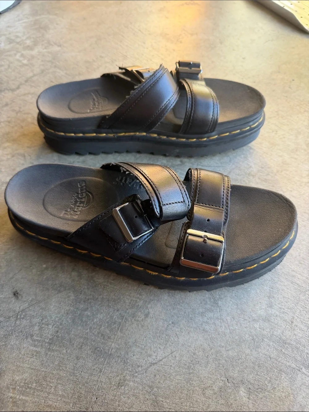 Dr. Martens Black Kids Double-Buckle Slide Sandals